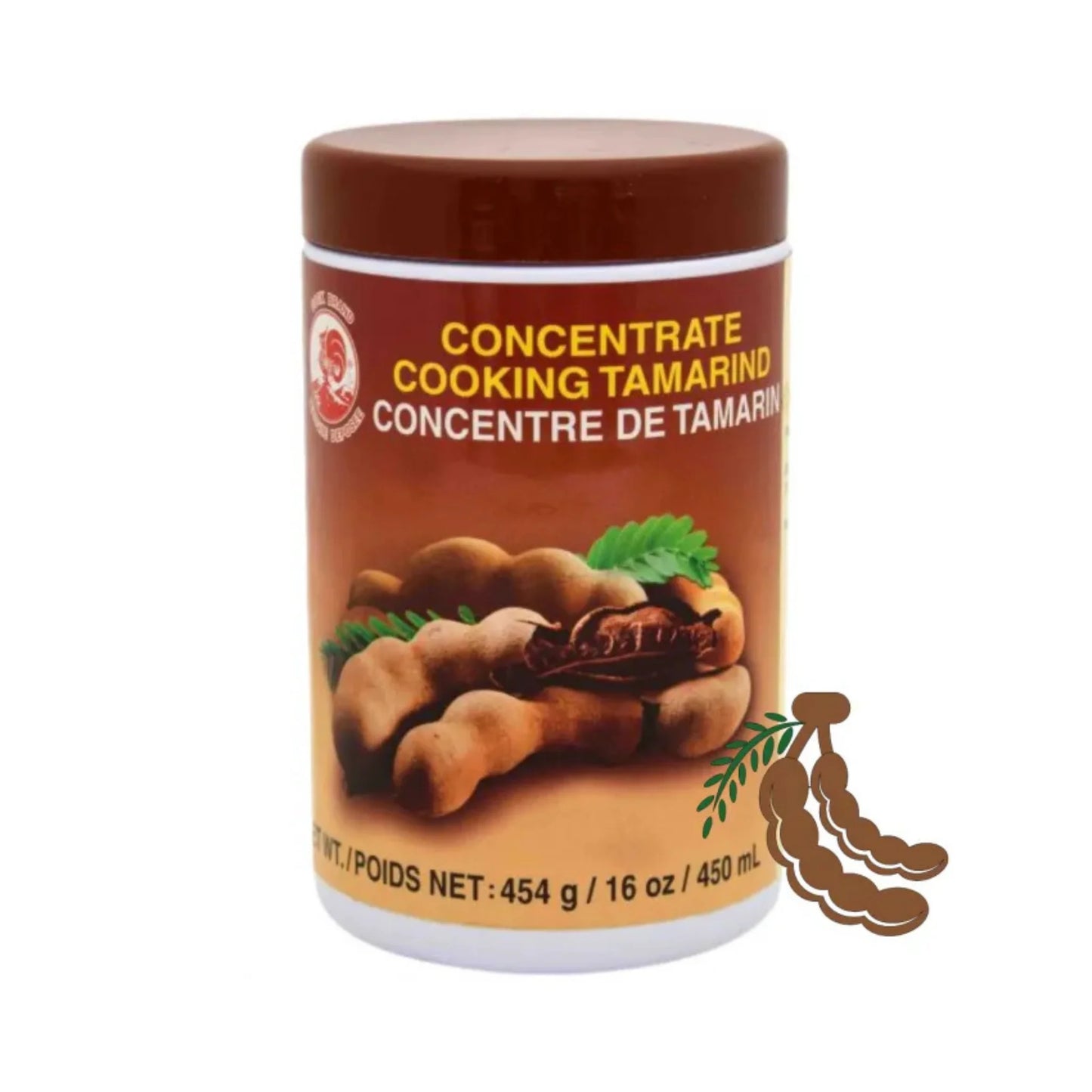 COCK Tamarindenpaste 454g in Plastikdose, braune Paste aus Tamarinden für asiatische Gerichte