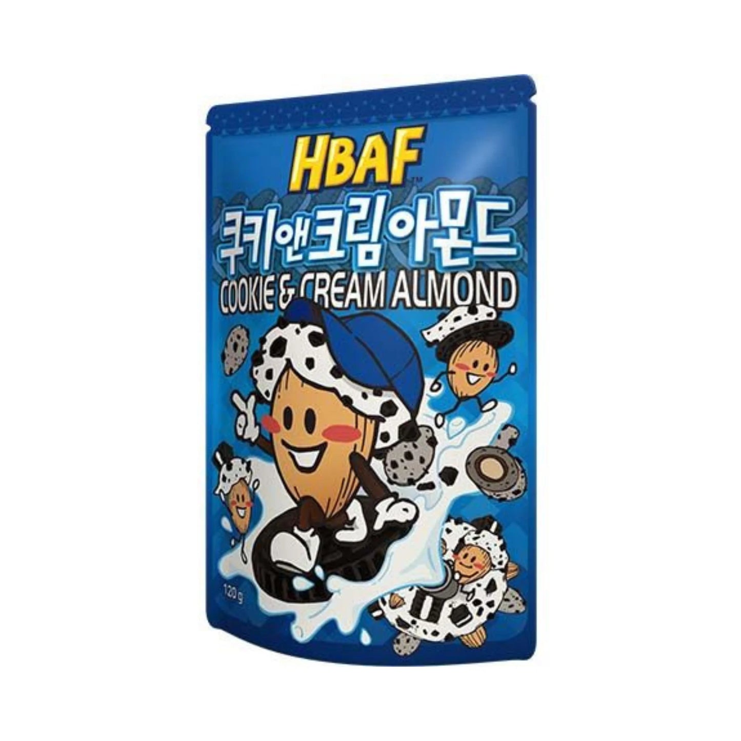 HBAF Mandel Cookie & Cream 120g, knusprige koreanische Mandeln mit Keksgeschmack