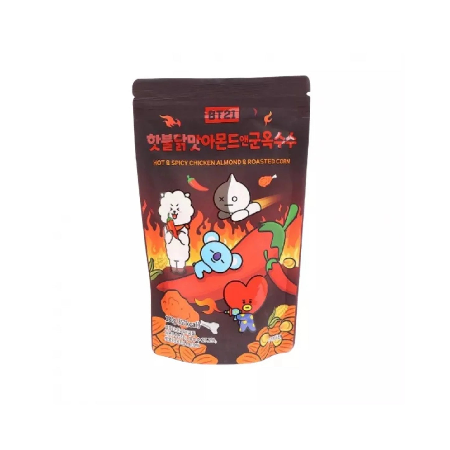 LINE FRIENDS BT21 Mandeln Spicy Chicken & Roasted Corn 180g - Koreanischer Snack