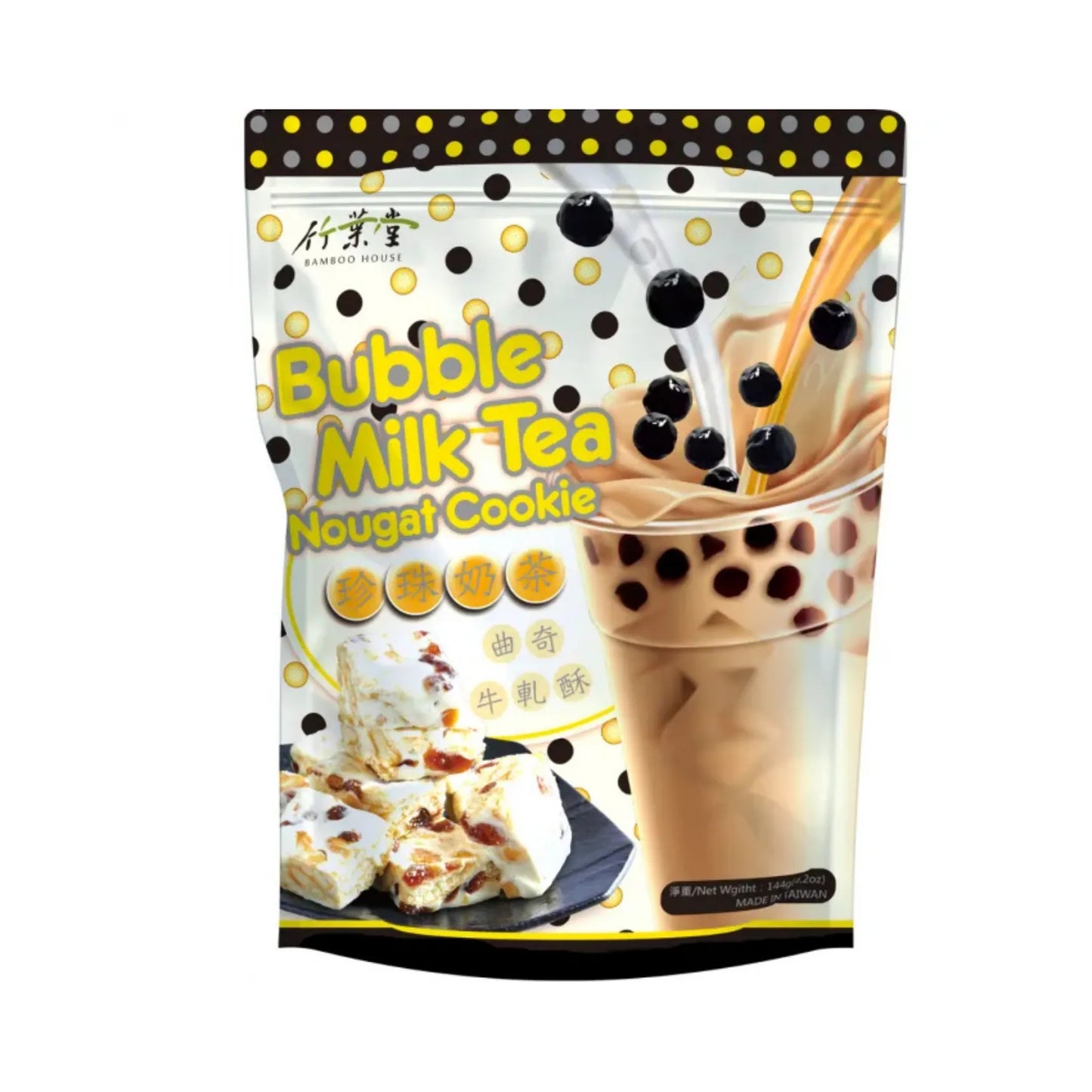 BAMBOO HOUSE Bubble Tea Nougat Cookie 144g, knusprige Nougat-Kekse mit Bubble Tea Geschmack