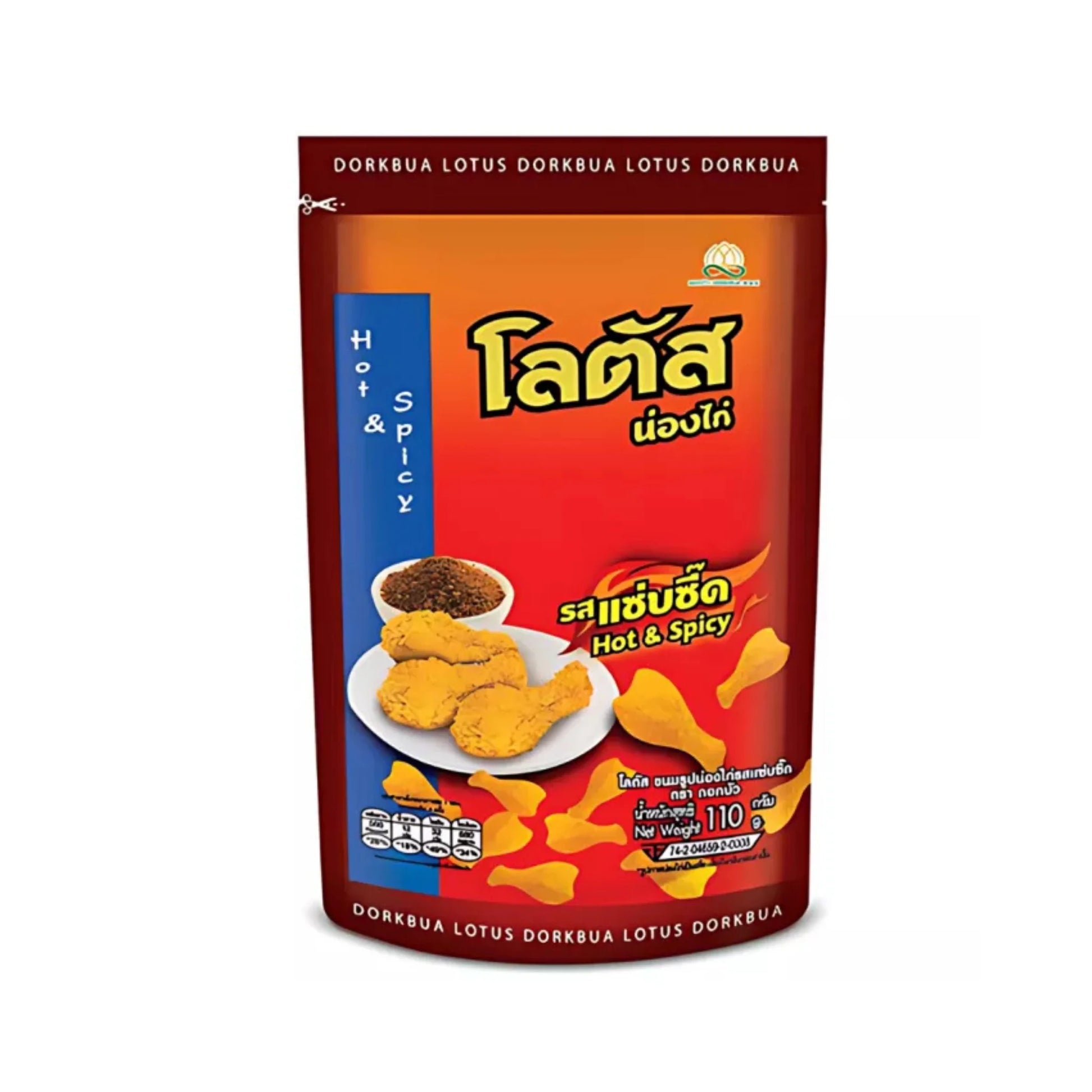 DORKBUA Spicy Drumstick 110g, knusprige Cracker in Hähnchenkeulen-Form aus Thailand