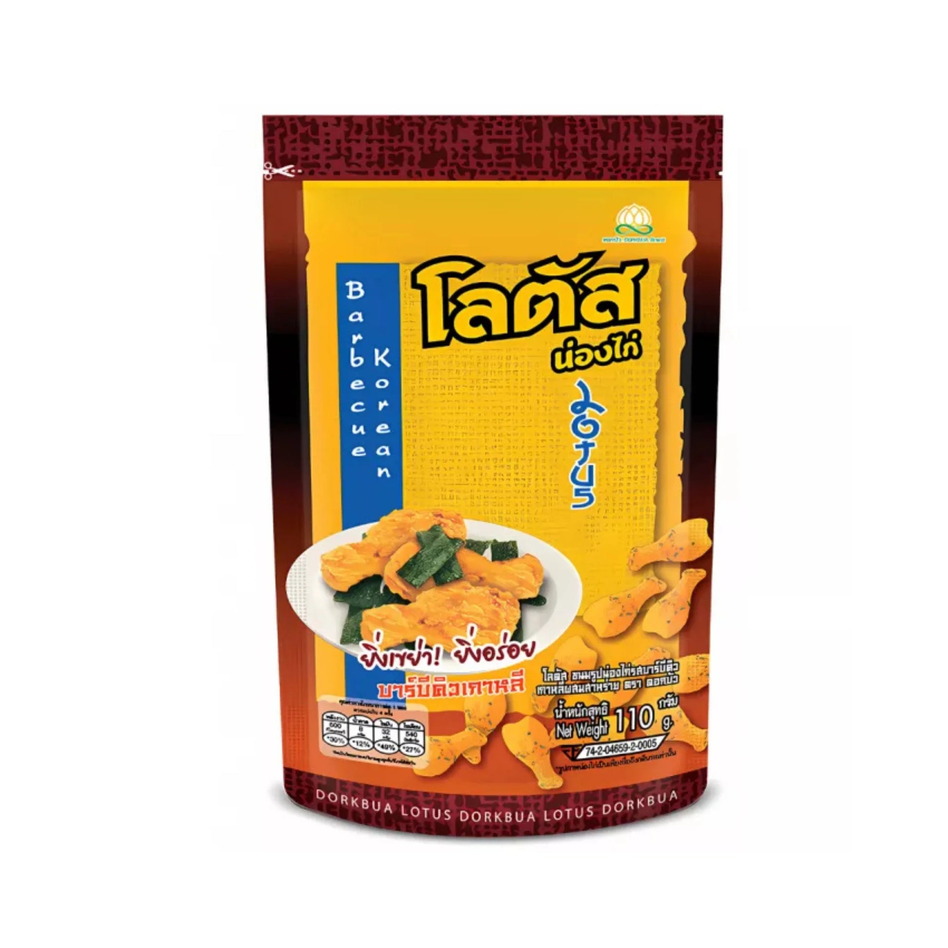 DORKBUA Kekstangen 110g mit Seaweed und Korea BBQ Geschmack, knusprige Snack-Stangen aus Thailand