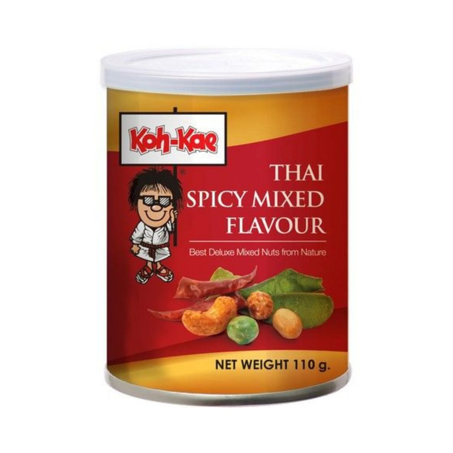 KOH-KAE Erdnüsse Thai Geschmack Spicy 110g Dose - Scharfe Thai-Erdnüsse
