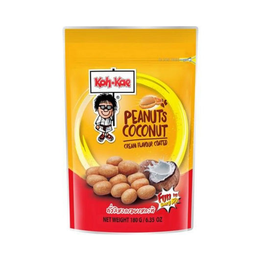 KOH-KAE Erdnüsse mit Kokosgeschmack 180g Dose - Geröstete Erdnüsse mit Kokosnote