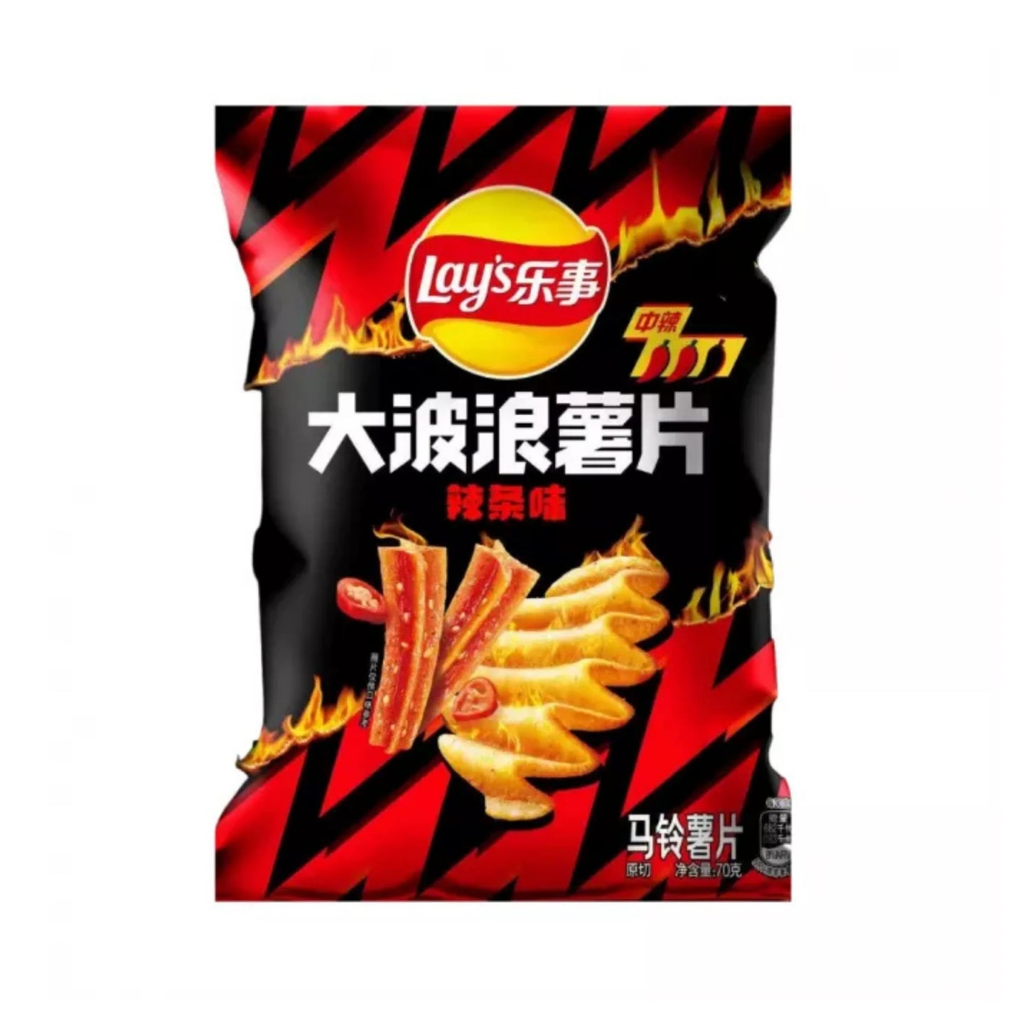Knusprige Lay's Pikante Streifen mit Red Oil und exotischen Gewürzen in einer 70g Packung