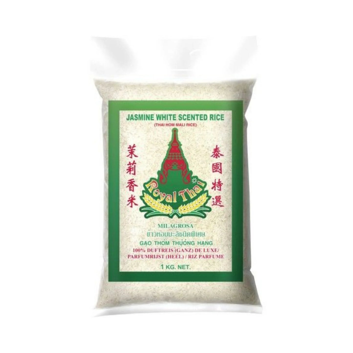 ROYAL THAI RICE Jasminreis 1kg, aromatischer thailändischer Duftreis in Verpackung für asiatische Küche