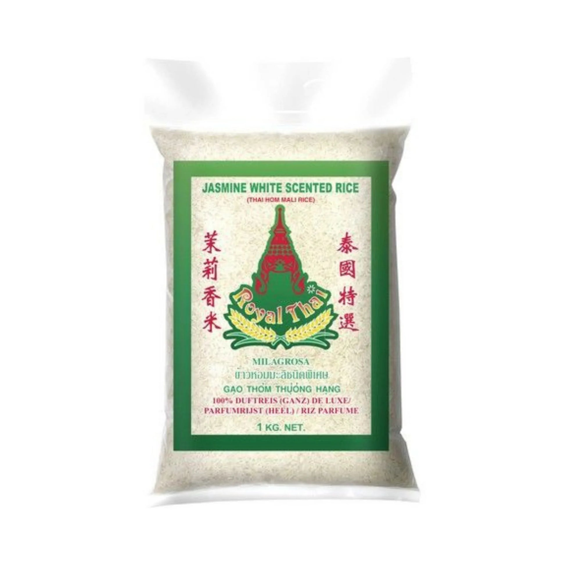ROYAL THAI RICE Jasminreis 1kg, aromatischer thailändischer Duftreis in Verpackung für asiatische Küche