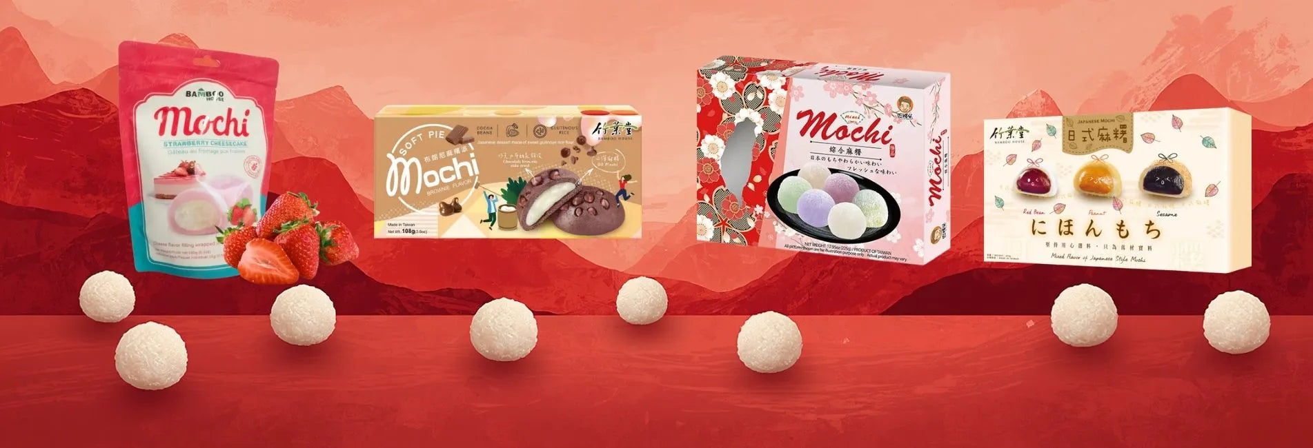 Mochi, Erdbeer, gemischt, Cookies & Cream, Japan style, Reiskuchen.