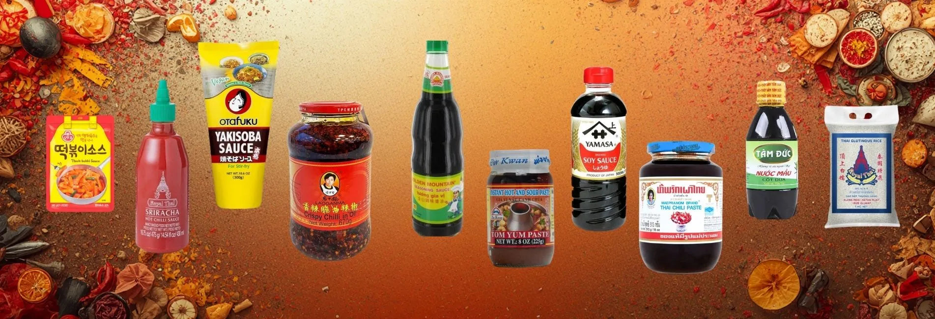 Sausen, Soßen, asiatisch, aus Asien, Chili, Chilli. Yamasa, Otafuku.
